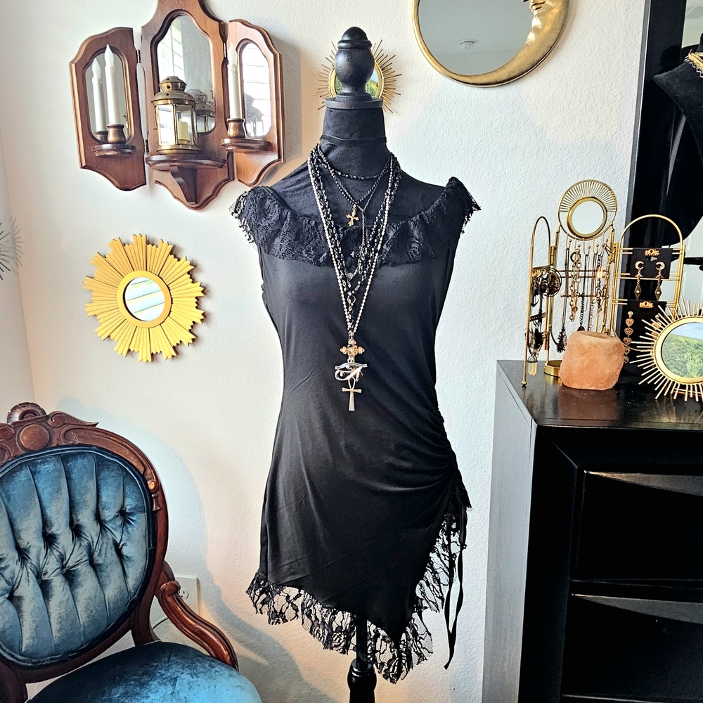 Black Lace Trim Dress